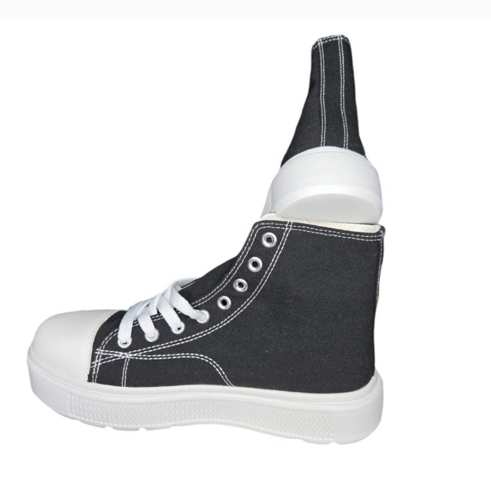 Womens Black White Canvas Lace Up High Top Chucks Sneakers Shoes Size 8